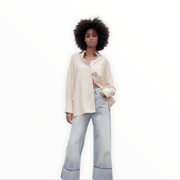 Zara Tops Zara Soft Flowy Oversized Shirt Poshmark
